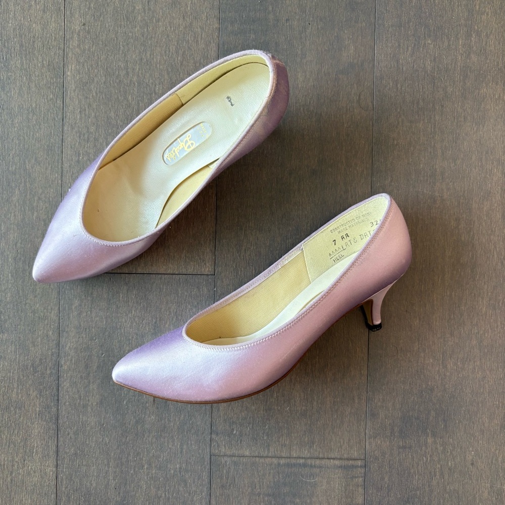 Satin Powder Pink Kitten Heels